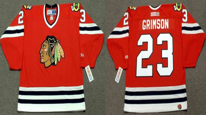 2019 Men Chicago Blackhawks 23 Grimson red style #2 CCM NHL jerseys